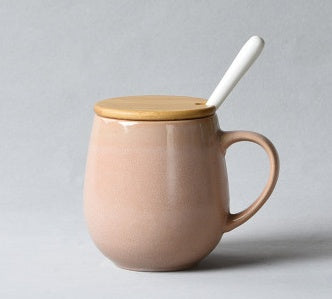 Creative Retro Cup Ceramic Mug Large Capacity Drinking Cup Household Cup Personalized Coffee Cup Tea Cup Spoon With Cover