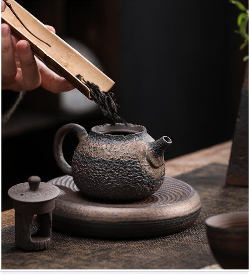 Retro Stoneware Teapot Stone Handmade Ceramic Kettle Chinese Tea Ceremony Supplies