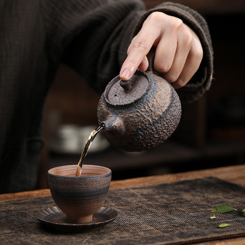 Retro Stoneware Teapot Stone Handmade Ceramic Kettle Chinese Tea Ceremony Supplies