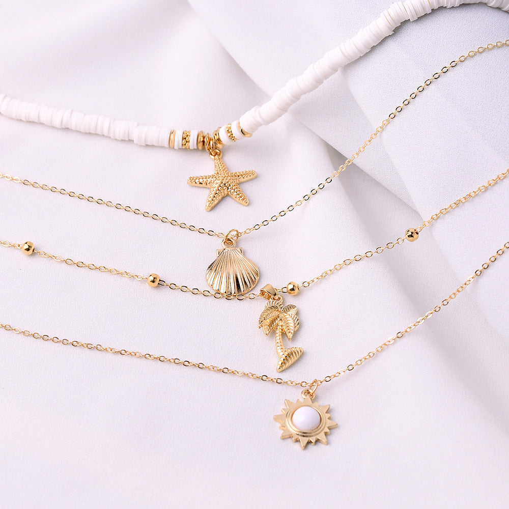 Clay Starfish Shell Pendant Necklace
