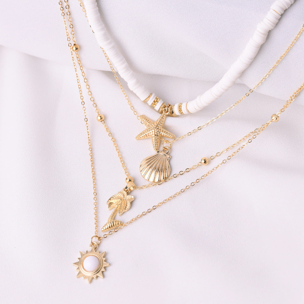 Clay Starfish Shell Pendant Necklace