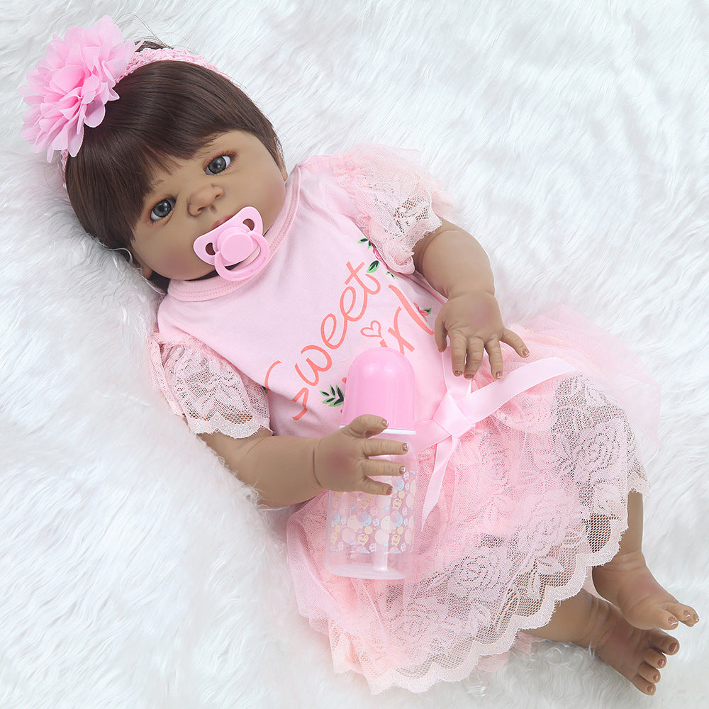55cm Full Body Black Skin Doll Simulation Rebirth Baby Doll Can Be Washed In Water and Sold Quickly
