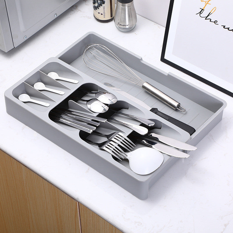 Organizer Retractable Tableware Storage Box Drawer Rack