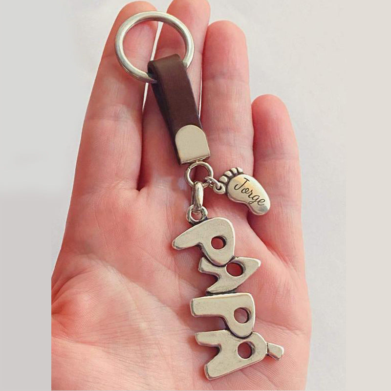 New European and American leather keychain customization Mother's Day gift
