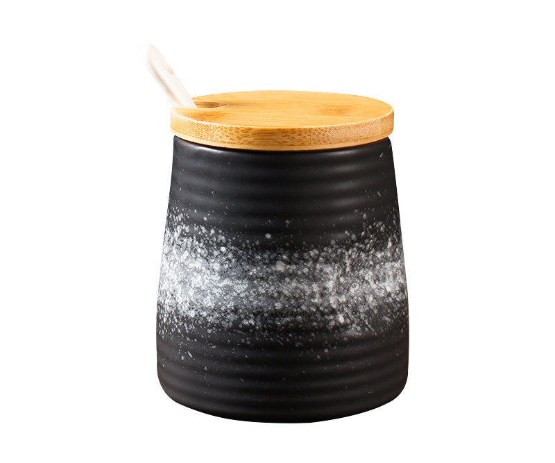 Japanese Seasoning Pot Ceramic Suit Restaurant Seasoning Pot With Cover Commercial Salt Pot Chili Oil Tank Household Kitchen