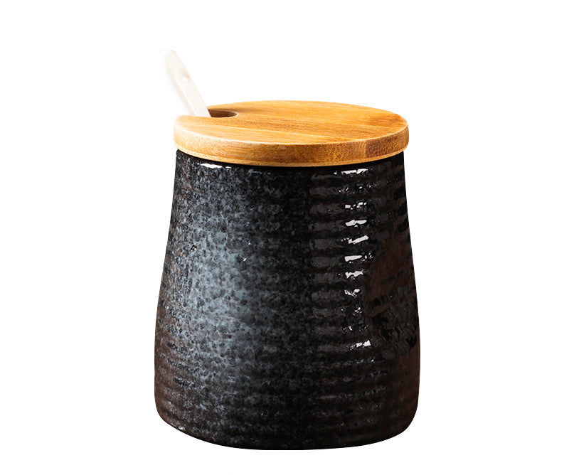 Japanese Seasoning Pot Ceramic Suit Restaurant Seasoning Pot With Cover Commercial Salt Pot Chili Oil Tank Household Kitchen