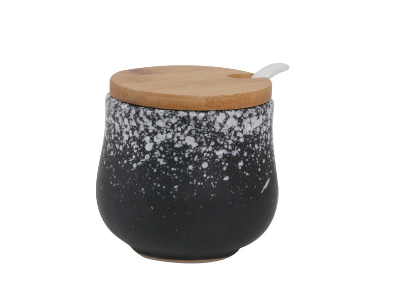 Japanese Seasoning Pot Ceramic Suit Restaurant Seasoning Pot With Cover Commercial Salt Pot Chili Oil Tank Household Kitchen
