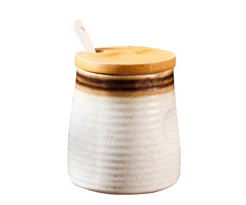 Japanese Seasoning Pot Ceramic Suit Restaurant Seasoning Pot With Cover Commercial Salt Pot Chili Oil Tank Household Kitchen