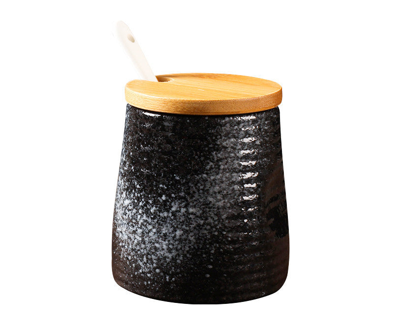 Japanese Seasoning Pot Ceramic Suit Restaurant Seasoning Pot With Cover Commercial Salt Pot Chili Oil Tank Household Kitchen