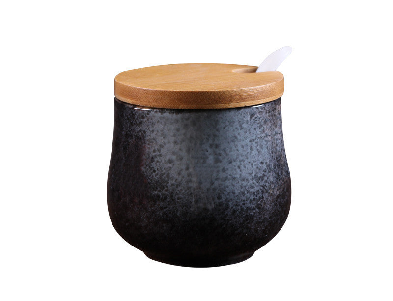 Japanese Seasoning Pot Ceramic Suit Restaurant Seasoning Pot With Cover Commercial Salt Pot Chili Oil Tank Household Kitchen
