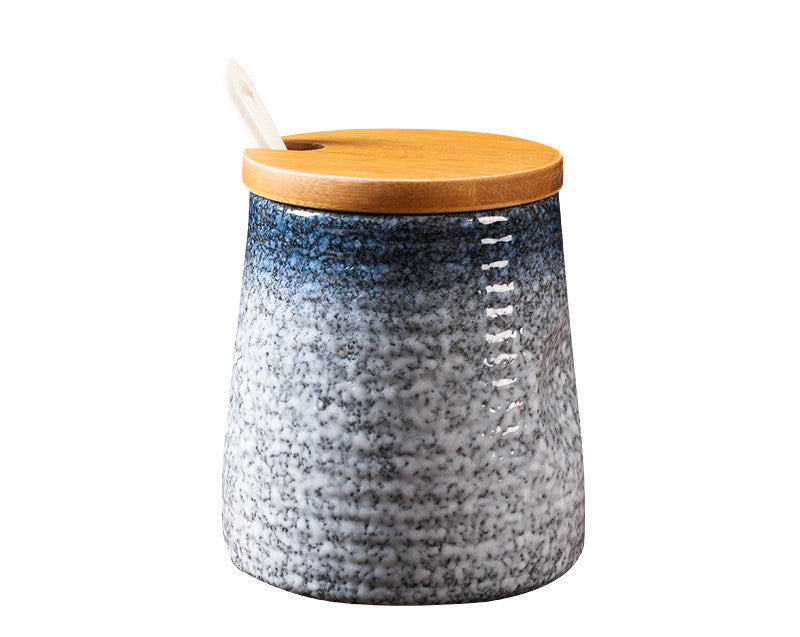 Japanese Seasoning Pot Ceramic Suit Restaurant Seasoning Pot With Cover Commercial Salt Pot Chili Oil Tank Household Kitchen