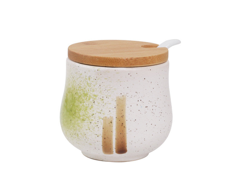 Japanese Seasoning Pot Ceramic Suit Restaurant Seasoning Pot With Cover Commercial Salt Pot Chili Oil Tank Household Kitchen