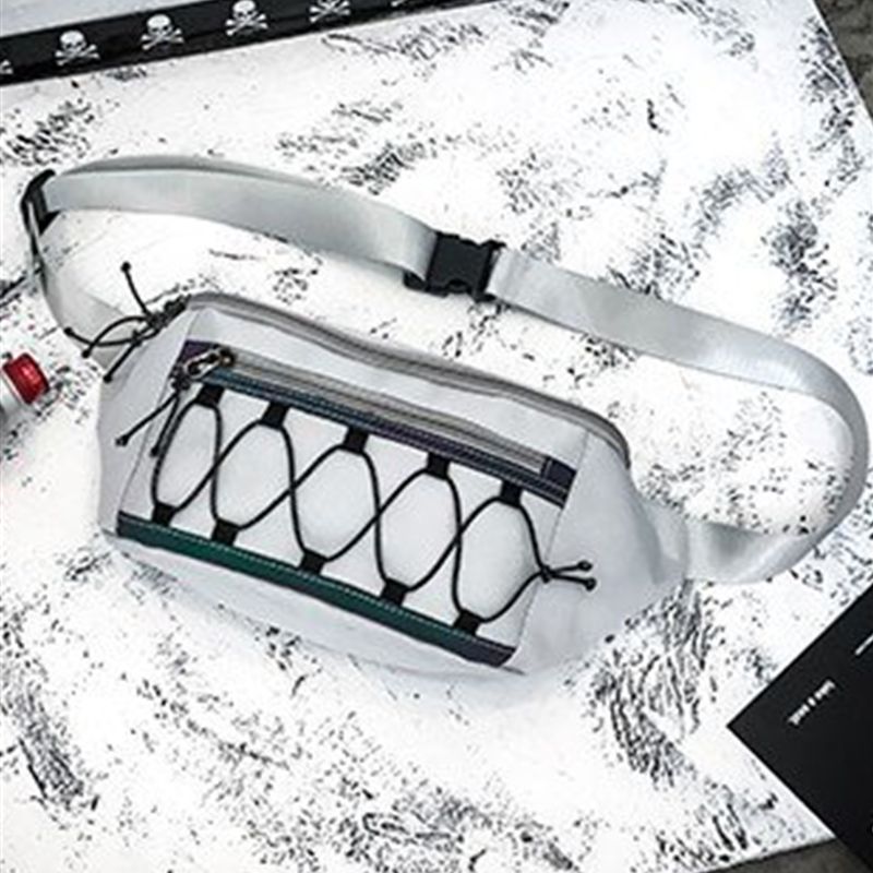 Men'S Chest Bag Oxford Cloth Trendy Cool Style Waist Bag Reflective Strip Shoulder Messenger Bag Men