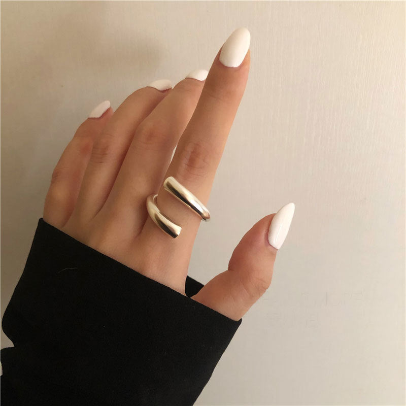 Retro Exaggerated Geometric Ring Female 925 Silver