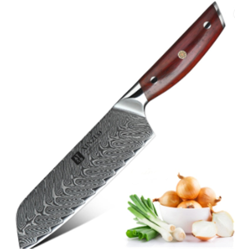 Damascus Steel Kitchen Knife 7 Inch Santoku Knife