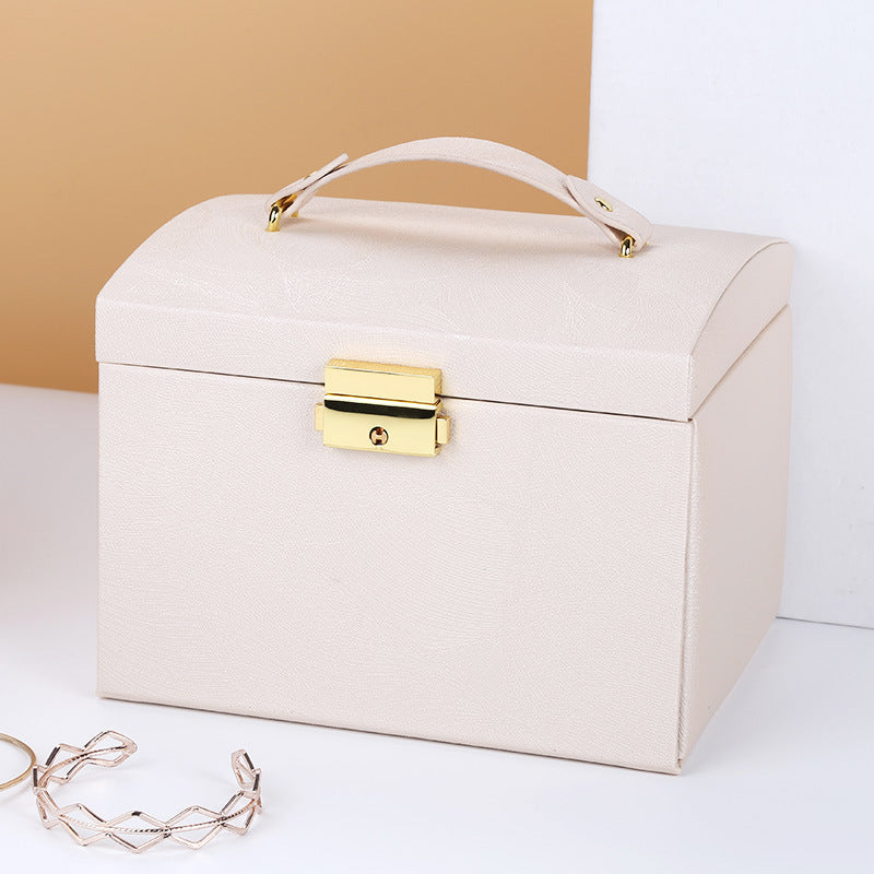 Double Layer Large Capacity Pu Jewelry Box Portable Leather Jewelry Storage Box Necklace Ring Watch Jewelry Box