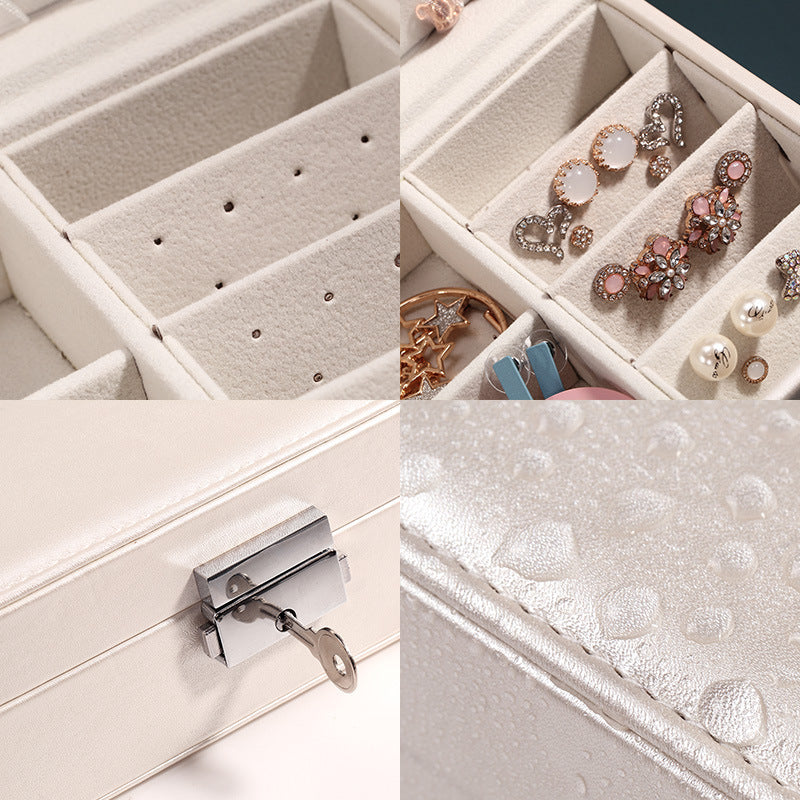 Double Layer Large Capacity Pu Jewelry Box Portable Leather Jewelry Storage Box Necklace Ring Watch Jewelry Box