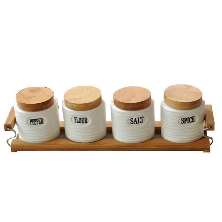 New Pure White Ceramic Seasoning Pot Set