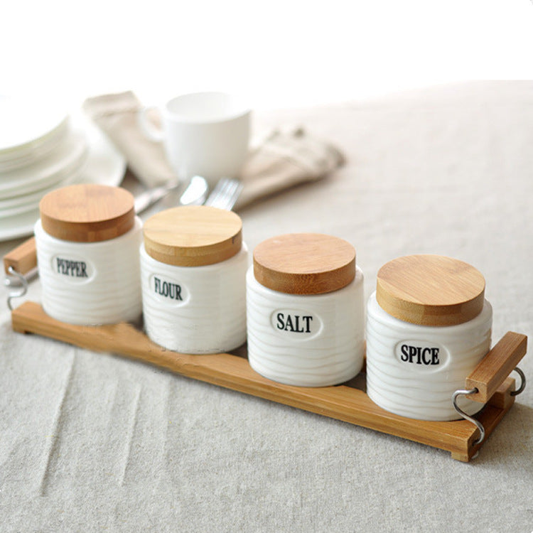 New Pure White Ceramic Seasoning Pot Set