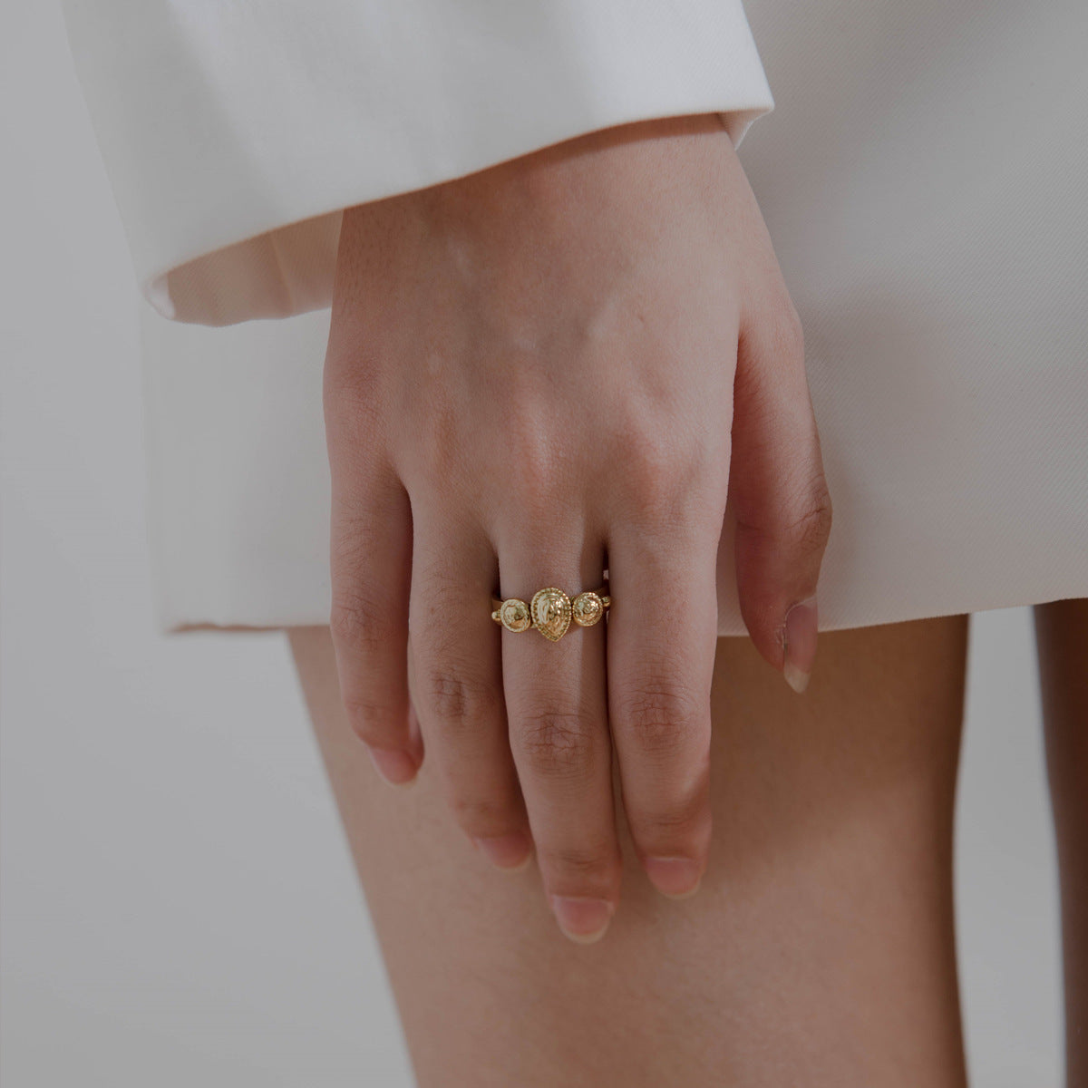 14K Real Gold Plated Retro Simple Titanium Steel Ring