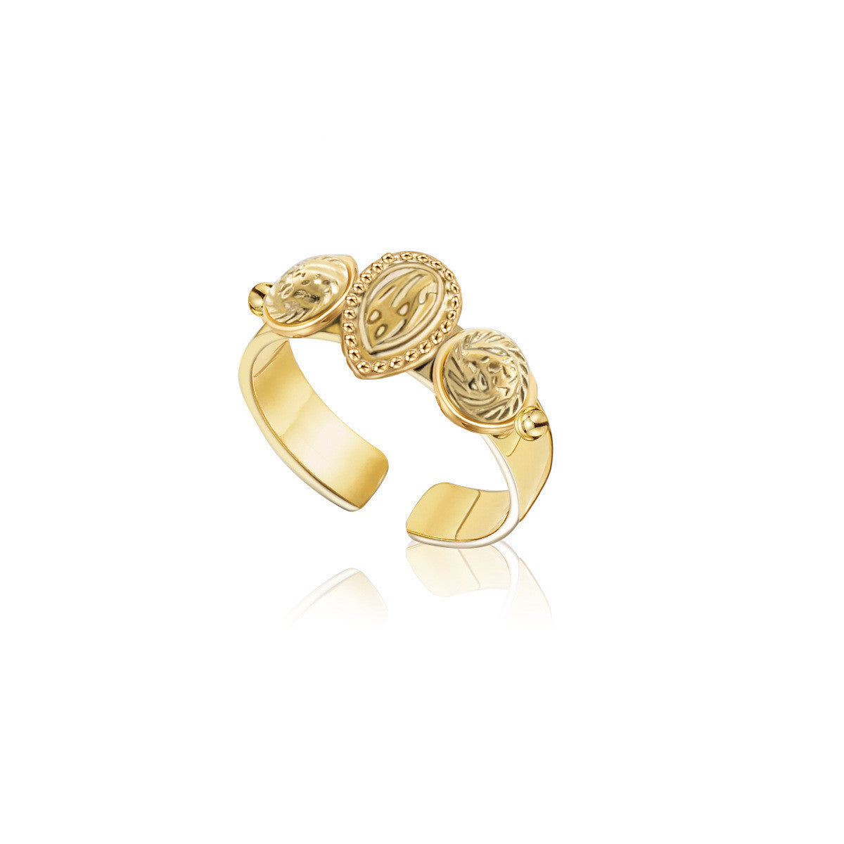 14K Real Gold Plated Retro Simple Titanium Steel Ring