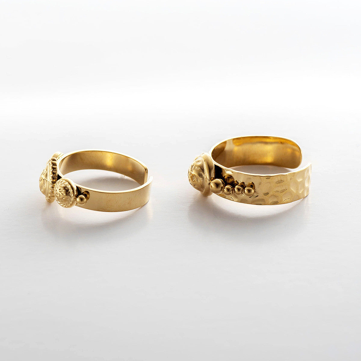 14K Real Gold Plated Retro Simple Titanium Steel Ring
