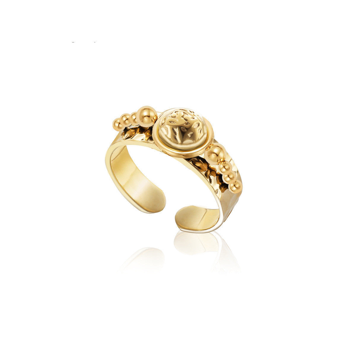 14K Real Gold Plated Retro Simple Titanium Steel Ring