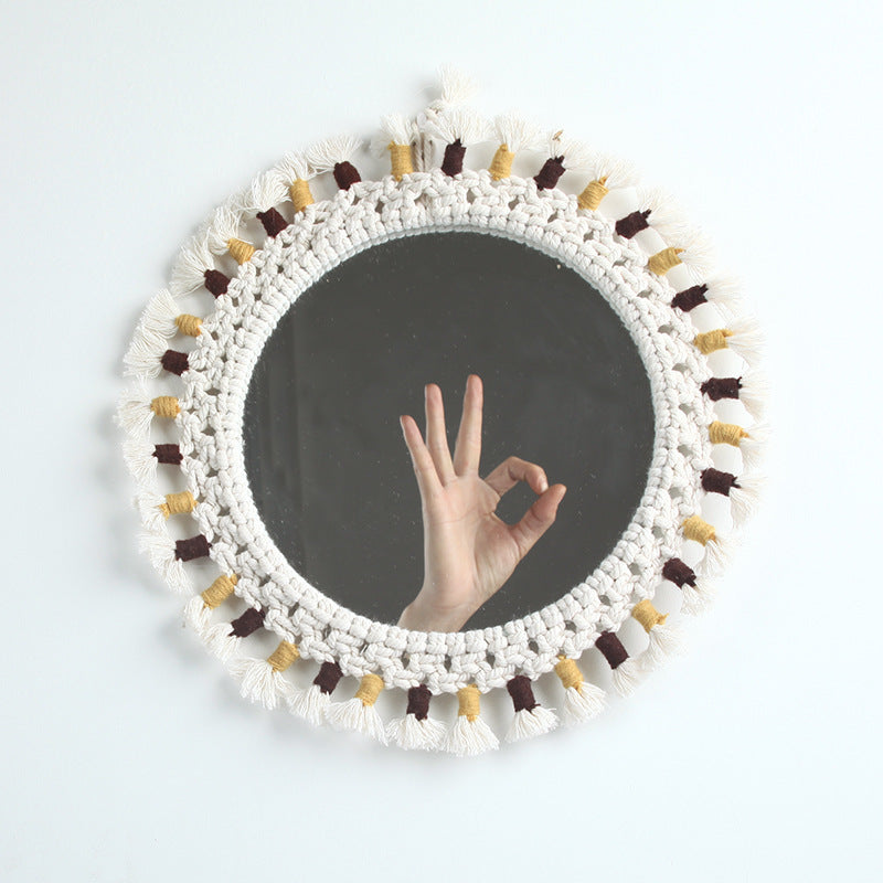 Mirror Handmade Tapestry Makeup Mirror Bedside Decoration Wall Hanging