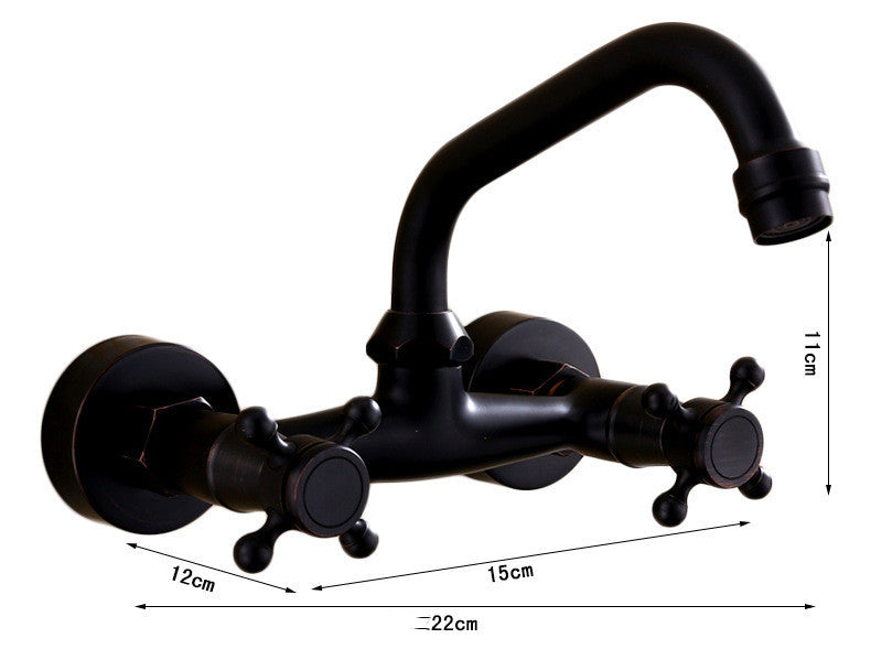 All Copper Black European Antique Bathtub Hot And Cold Water Faucet