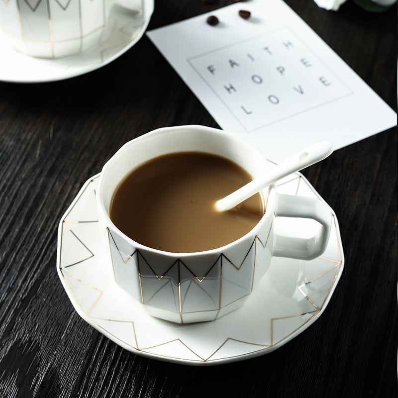 Simple Japanese Black Tea Cup And Saucer Set