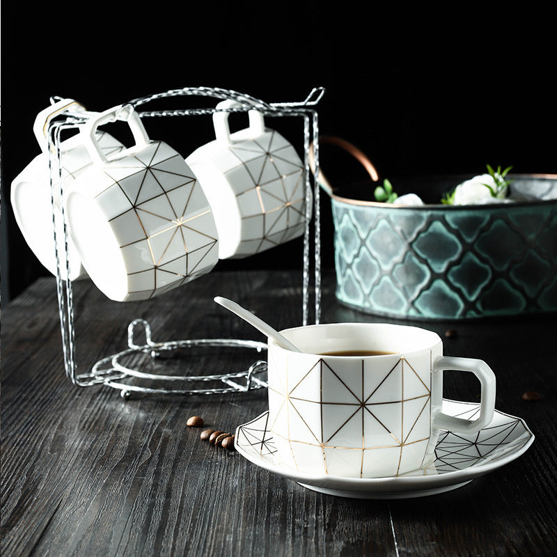 Simple Japanese Black Tea Cup And Saucer Set