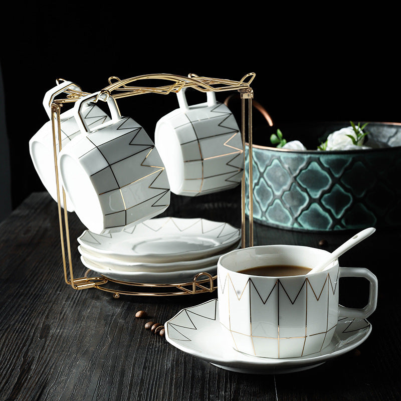 Simple Japanese Black Tea Cup And Saucer Set