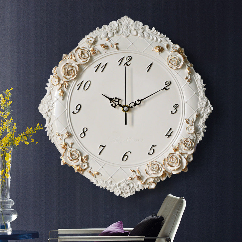 Horloge Simple Silent Living Room Wall Clock Modern Round Bedroom Classroom Office Quartz Clock Watch Couronne De Roses