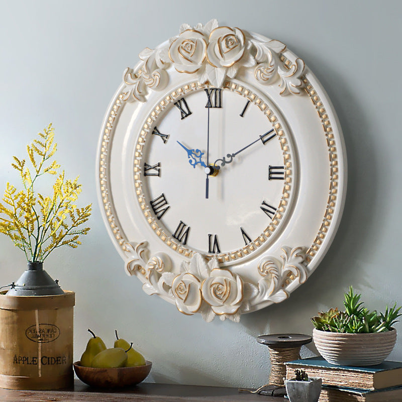 Horloge Simple Silent Living Room Wall Clock Modern Round Bedroom Classroom Office Quartz Clock Watch Couronne De Roses