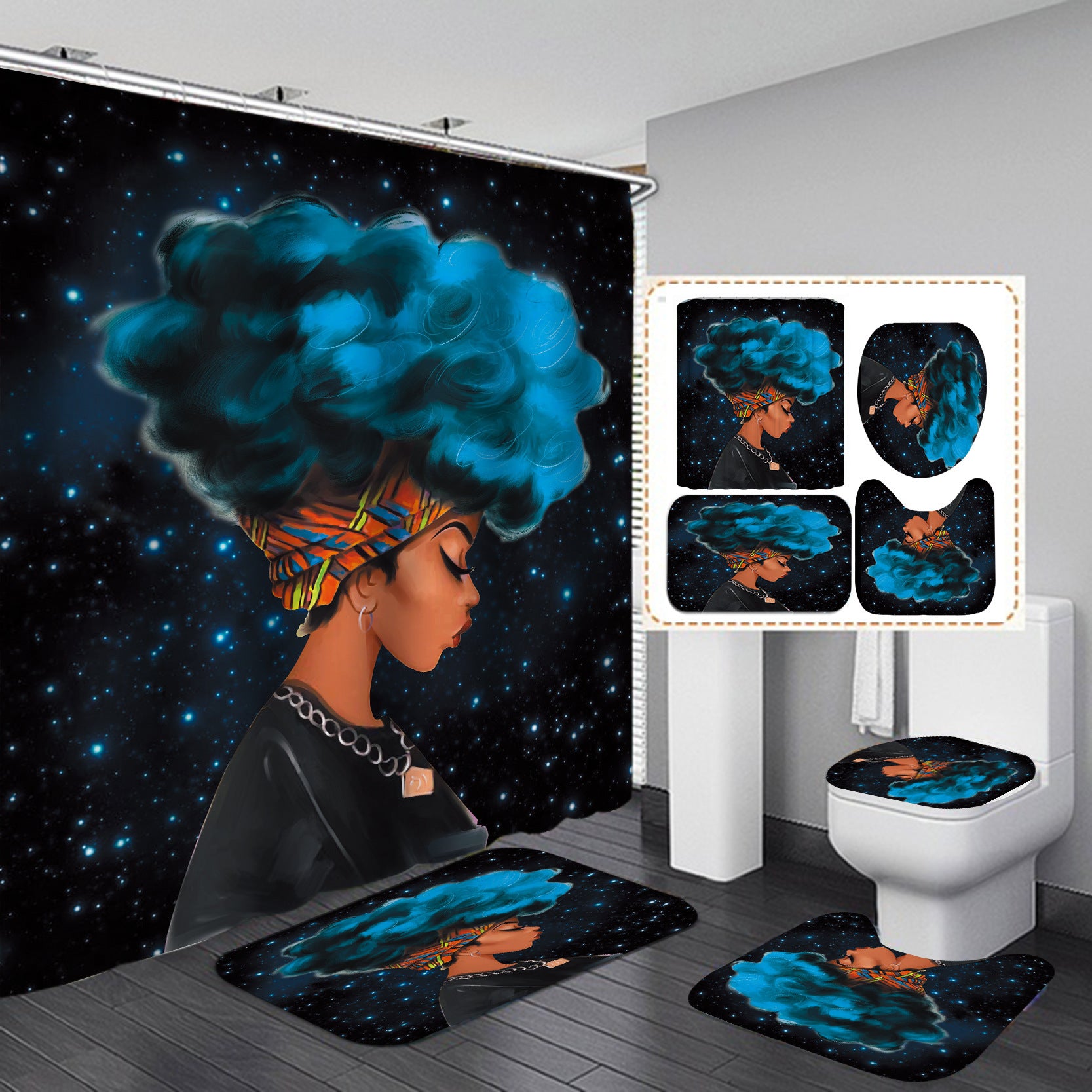 Exotic Women's Cross-border Sale Digital Printing Waterproof Polyester Shower Curtain