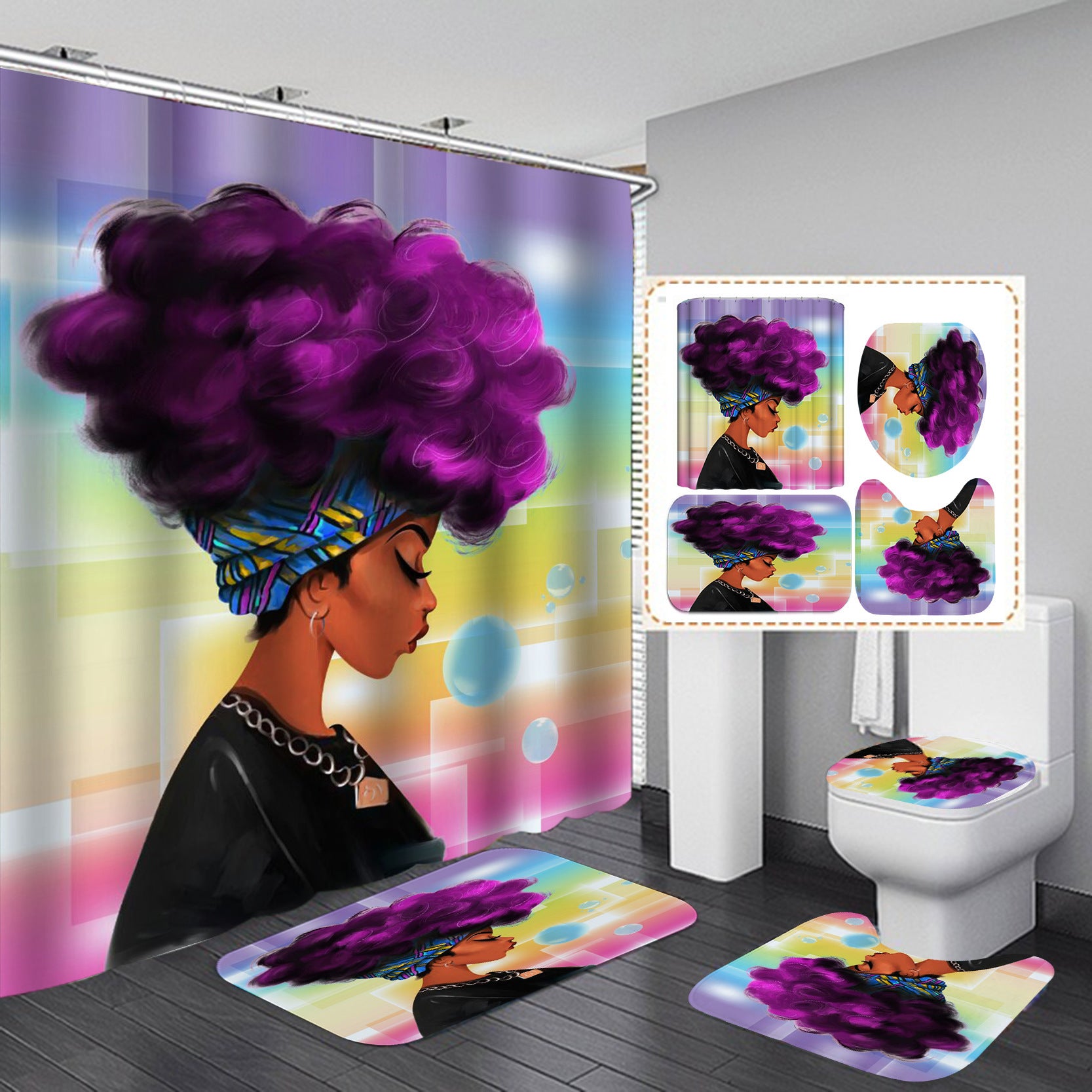 Exotic Women's Cross-border Sale Digital Printing Waterproof Polyester Shower Curtain