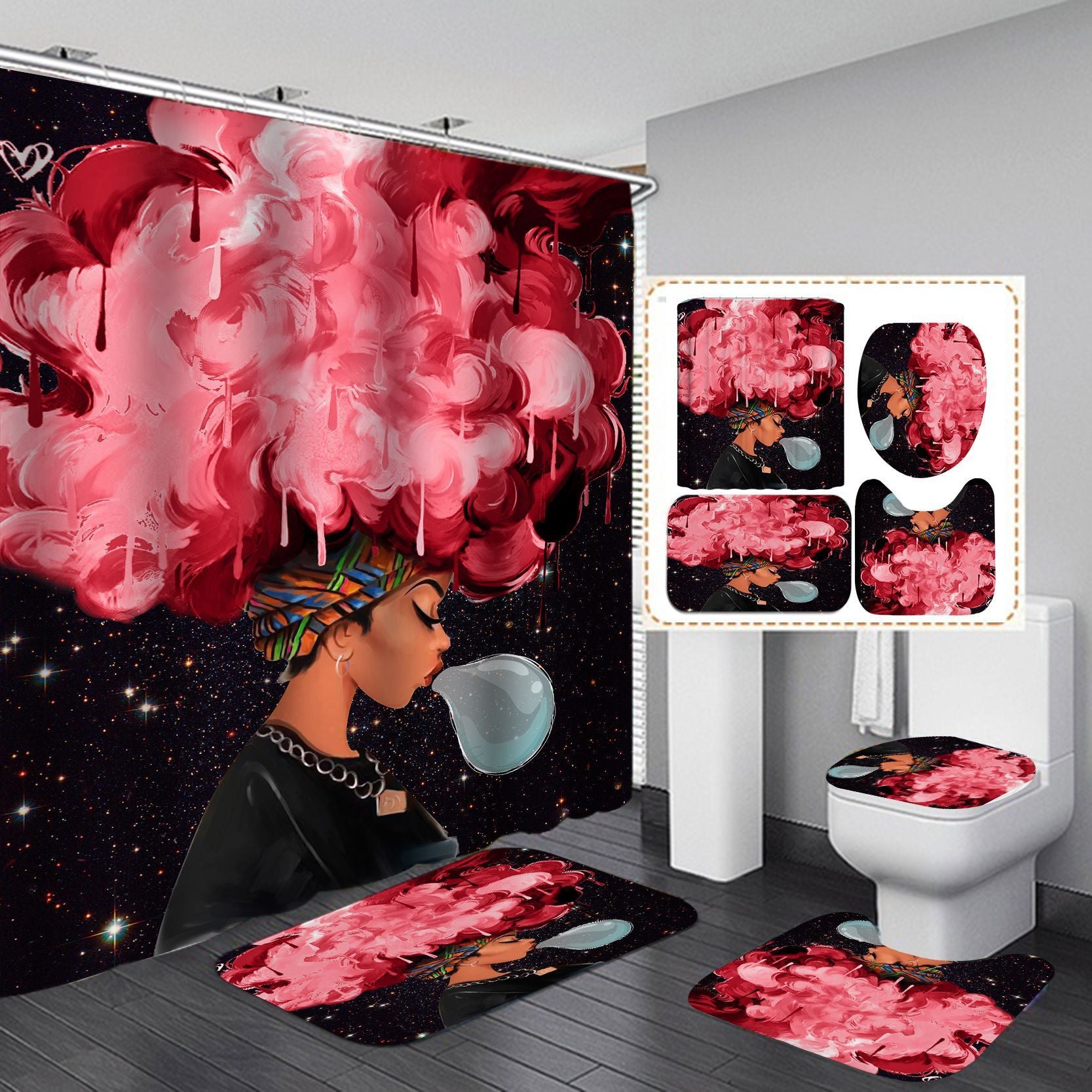 Exotic Women's Cross-border Sale Digital Printing Waterproof Polyester Shower Curtain