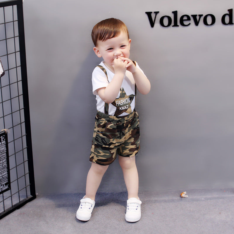Summer Children's Suit Short-sleeved Overalls