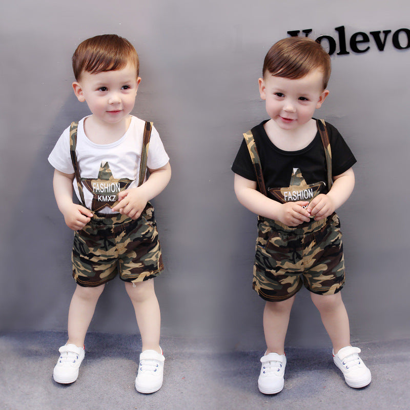 Summer Children's Suit Short-sleeved Overalls