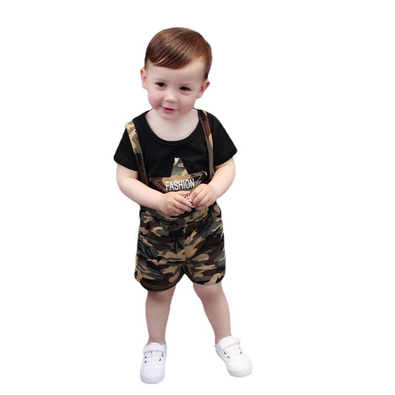 Summer Children's Suit Short-sleeved Overalls