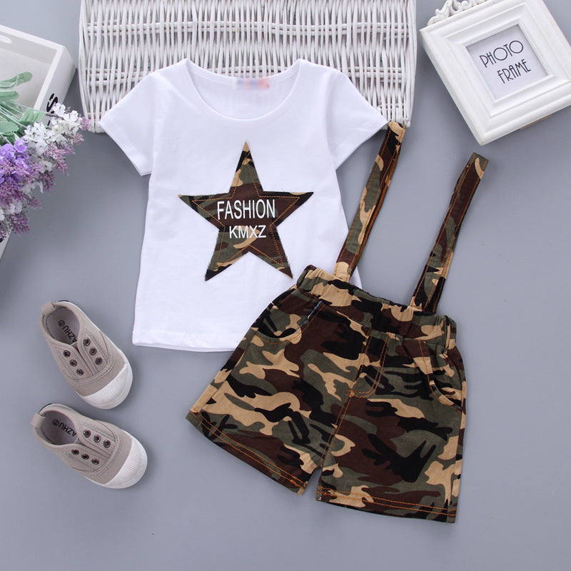 Summer Children's Suit Short-sleeved Overalls
