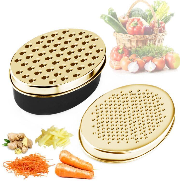 Rose Gold Brass Double-sided Cheese Planer Oval Box Cheese Planer Vegetable Planer Lunch Box Planer Grater