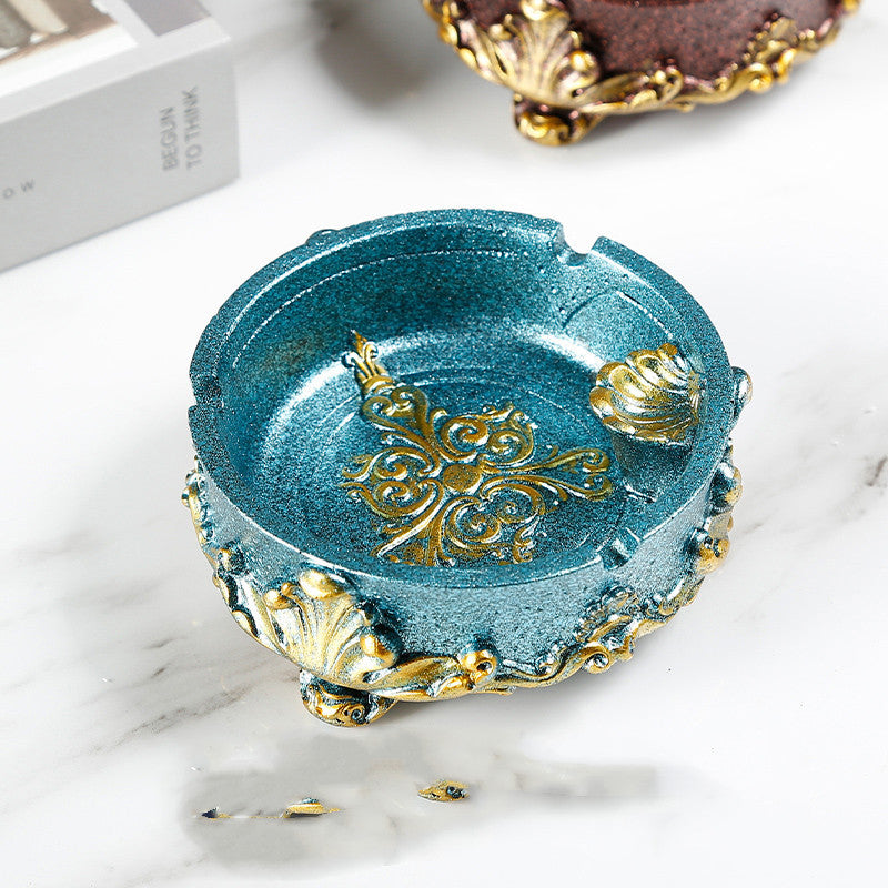 Solid Flame-retardant Resin Ashtray, Retro Architectural Craftsmanship Gift