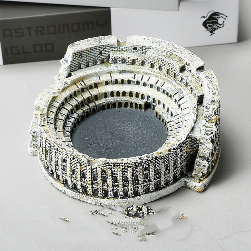 Cendrier en résine massive ignifuge, cadeau artisanal rétro architectural