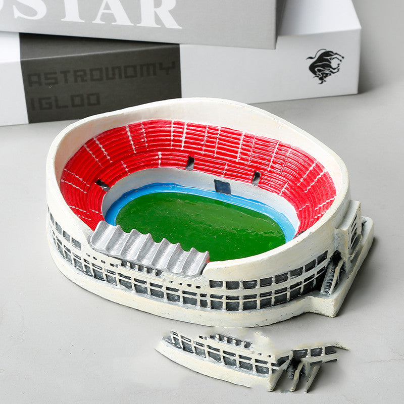 Solid Flame-retardant Resin Ashtray, Retro Architectural Craftsmanship Gift