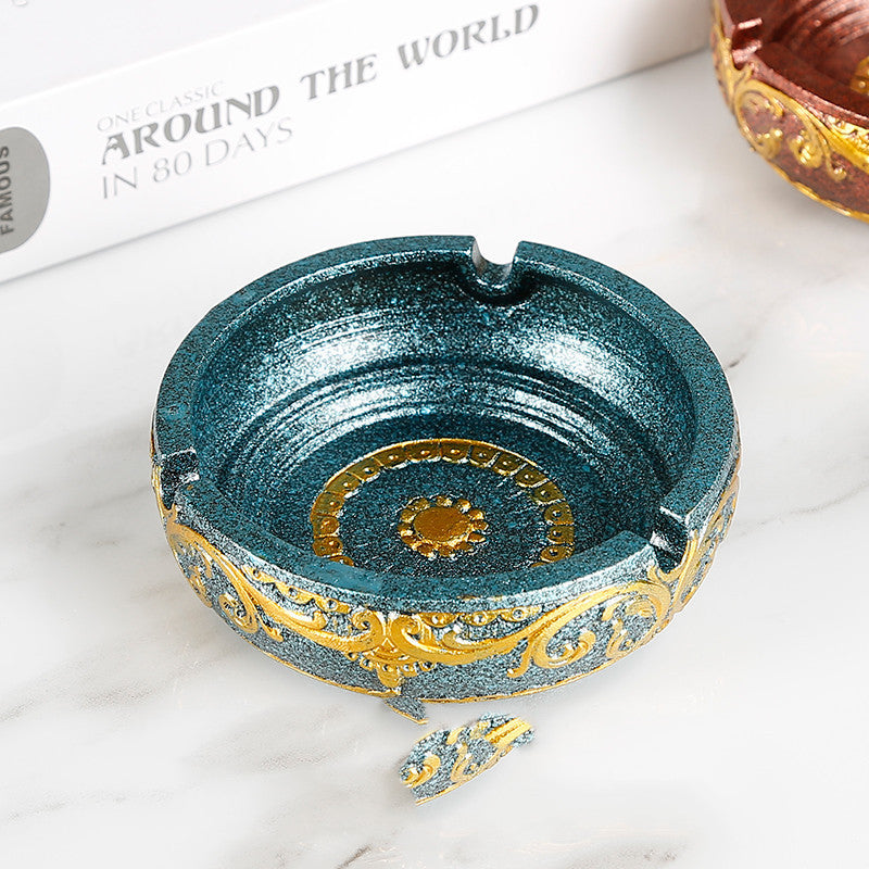 Solid Flame-retardant Resin Ashtray, Retro Architectural Craftsmanship Gift