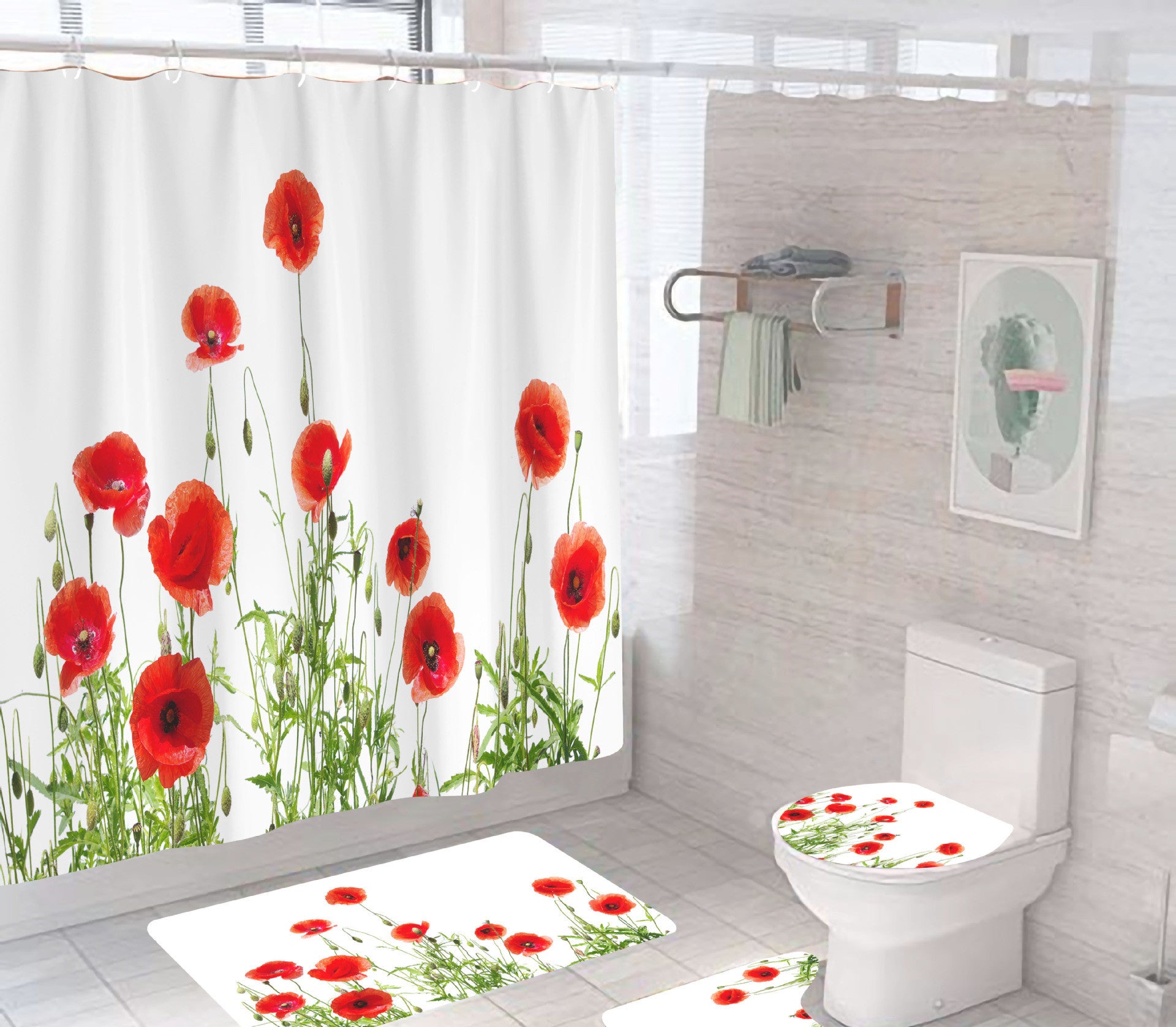 Digital Printing Shower Curtain Waterproof And Mildew Proof Metal Buckle
