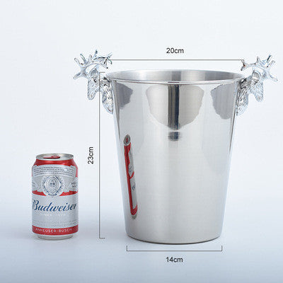 Deer Head Ice Bucket European-Style High-End Champagne Bucket Stainless Steel Ice Wine Bucket