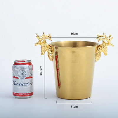 Deer Head Ice Bucket European-Style High-End Champagne Bucket Stainless Steel Ice Wine Bucket
