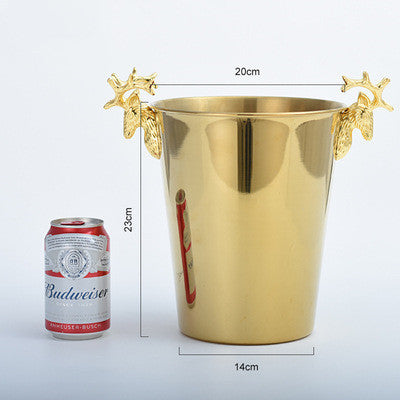 Deer Head Ice Bucket European-Style High-End Champagne Bucket Stainless Steel Ice Wine Bucket